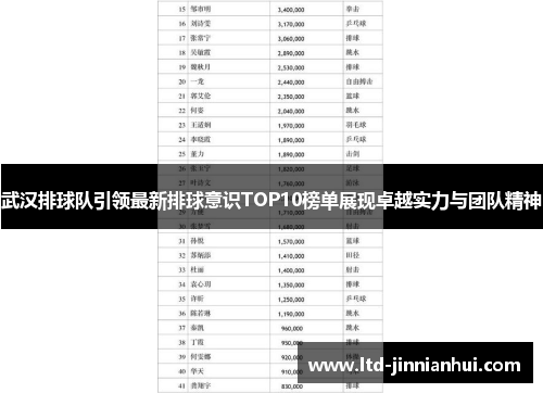 武汉排球队引领最新排球意识TOP10榜单展现卓越实力与团队精神